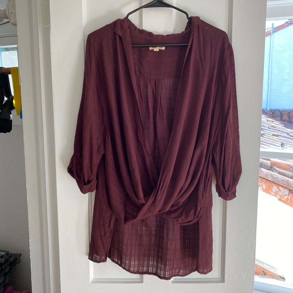 Silence + Noise Maroon Wrap Twist Tunic